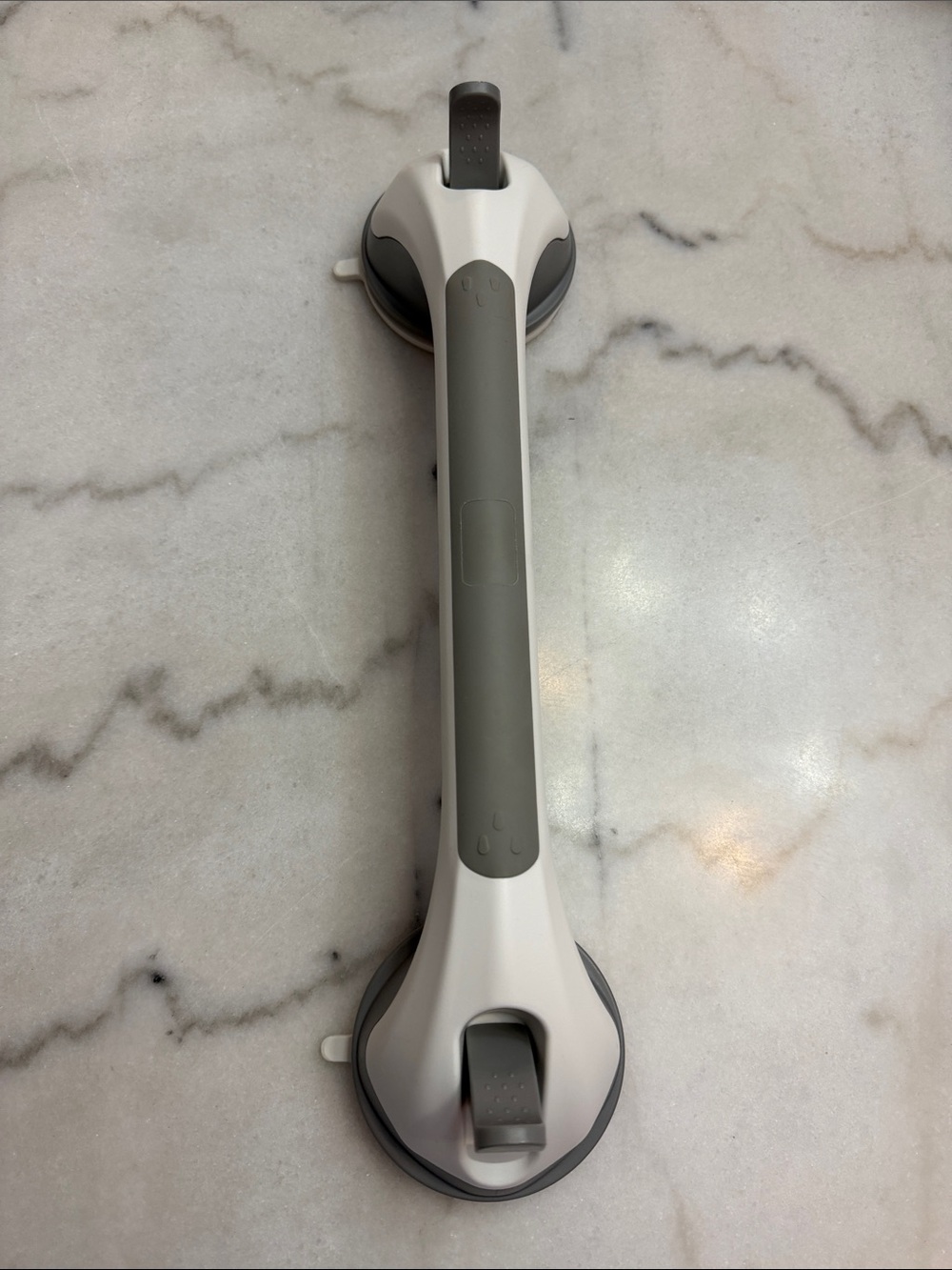 White and Gray Suction Grab Bar for Bathroom Safety